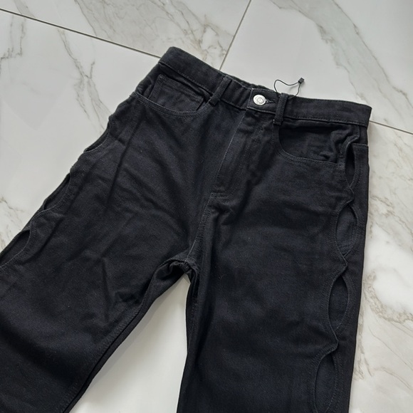 NWT ZARA cut out jeans black size 27 or size 4 festival - Picture 9 of 16